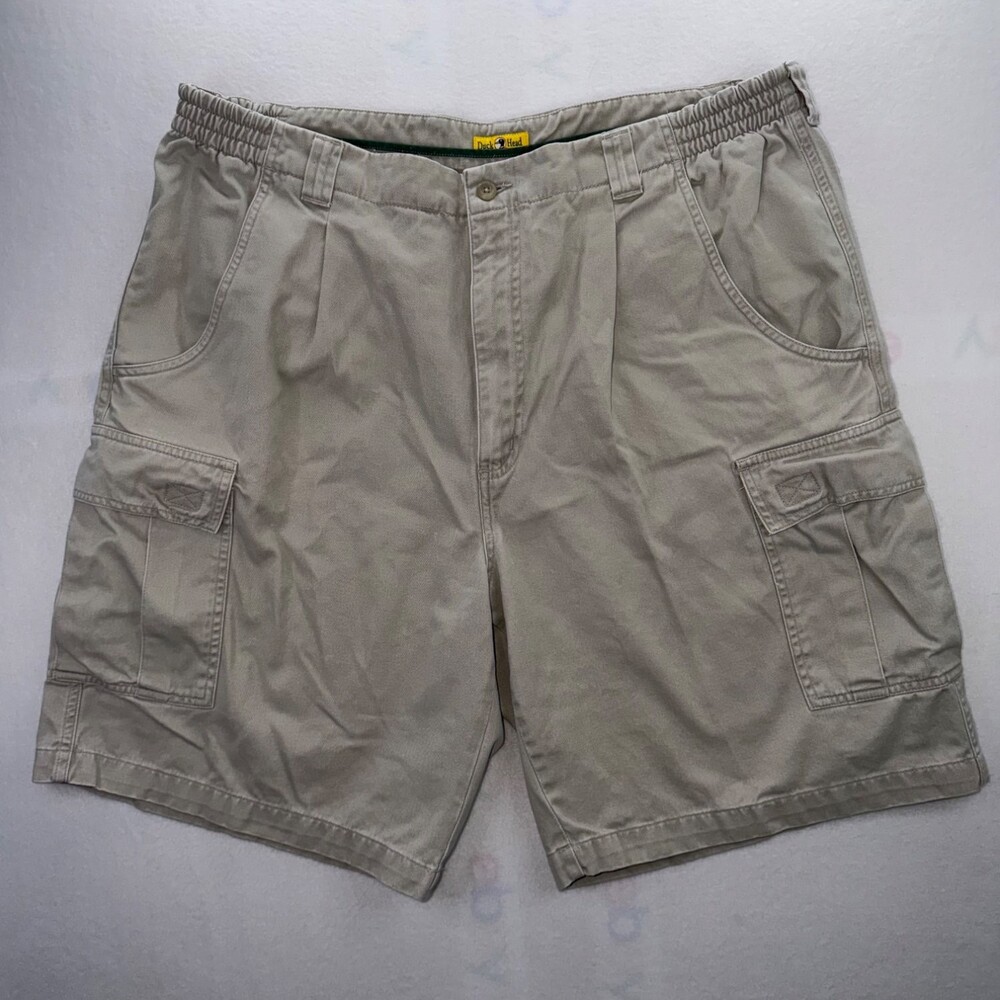 Duck Head Mens Cargo Shorts Size 38 Khaki 10in Inseam multiple pockets rear flap